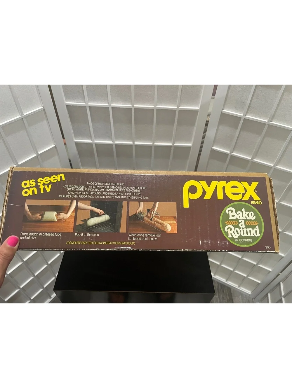 Pyrex Bake A Round Glass Baking Tube w Oven Rack & Recipes Corning Vintage NIB